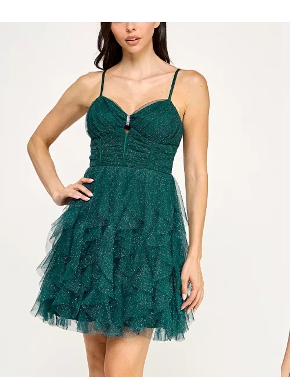 NWT - Emerald Strappy Corset Keyhole Mini Dress - Size 0